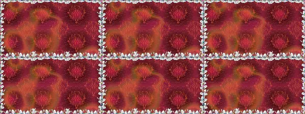 Kırmızı kıvırcık çiçekler kırmızı renklerde şekillenir. Klasik çiçek tasarımı elementleri. Raster illüstrasyonu.