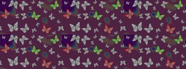 Kahverengi renkli illüstrasyon. El çizimi, suluboya desenli kelebeklerin çizimi. Raster illüstrasyonu. Klasik tarzda..