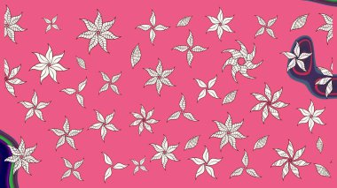 Hediye ambalaj kağıdı, tebrik kartları, posterler ve pankart tasarımı. Raster düz çiçek çizim deseni. Pembe renkte çiçekler.