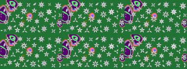 Çiçek desenli raster, yeşil çizgi grafik desenli soyut raster arkaplan. Modern stil dokusu.