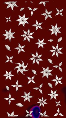 Çiçekli karalama şeklinde Raster çiçek deseni. Raster illüstrasyonu. Kibarca, yaz çiçekleri kırmızı renklerde.