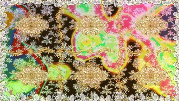 Raster altın çiçek süsü brokar kumaş ve cam desenli. Kusursuz altın desen. Çiçek desenli altın metal. Altın elementli nötr renkler.