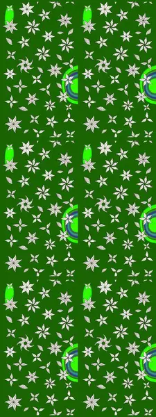 Yeşil renkli çiçekler. Sevimli çiçek raster deseni. Renkli Bahar Teması eskiz kalıbı. Düz Çiçek Elementleri Tasarımı.