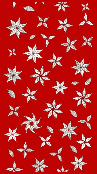 Kibarca, kırmızı renkte yaz çiçekleri. Raster illüstrasyonu. Raster çiçek desenli ve çiçekli..