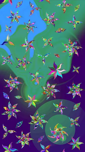 Çiçek. Mavi renklerde. Taslak dekoratif arka plan, çiçek mandala. Raster illüstrasyonu.