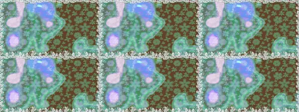 Klasik taslak çizimi. Raster çiçek izi. Çiçek yeşili, pürüzsüz desen.