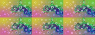 Kumaş desenli papatya çiçeği detayı. Yeşil renkte çiçekler.