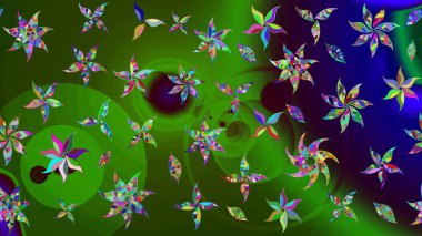 Çiçekler suluboya tarzında yeşil renkte. Çiçekli yeşil renkte bir çiçek deseni çiz.