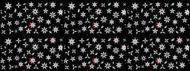 Elle boyanmış suluboya resim çizimleri, çiçekler ve bitkiler. Siyah renkte çiçekler.