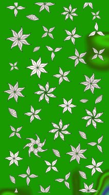 Yeşil renkli çiçekler. Raster düz çiçek çizim deseni. Tasarım hediye paketi, tebrik kartları, posterler ve afiş tasarımı.