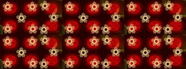 Kırmızı, kahverengi ve siyah kar taneleri. Raster illüstrasyonu. Kar tanelerinin soyut arkaplanlı Noel şablonu. Noel ve Yeni Yıl moda baskıları için tatil tasarımı.