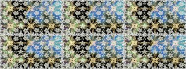 Fantezi kumaş deseni. Raster çizimde sorunsuz çiçek desenli. Düz çiçek öğeleri tasarım. Bahar Tema Dikişsiz desen arka plan rengi.