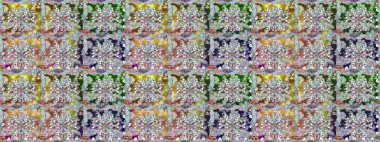 Tarafsız renklerde çiçekler. Düz Çiçek Elementleri Tasarım Raster illüstrasyonu. Çiçeksiz desenli arka plan. Renkli Bahar Teması Kusursuz Arkaplan.