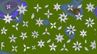 Manzaralı çiçek deseni. Çiçek kompozisyonu, el boyası, hassas şablon. Üst manzara, yumuşak yeşil renk tarzı. Sevgililer günü ve tebrik kartı konsepti için şık bir davet.