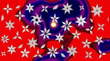 Renkli Yaz Temalı eskiz kalıbı. Sevimli çiçek raster deseni. Düz Çiçek Elementleri Tasarımı. Modaya uygun kumaş deseni.