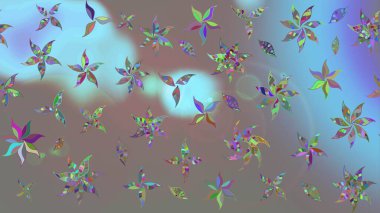 Çiçekli çizim şekli. Düz Çiçek Elementleri Tasarımı. Renkli Bahar Teması eskiz kalıbı. Gri renkli çiçekler.