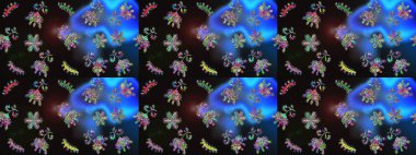 Raster illüstrasyonu. Kar taneleri koleksiyonu. Raster mavisi, gri ve siyah kar tanelerinden izole edilmiş. Güzel kış süsleri..