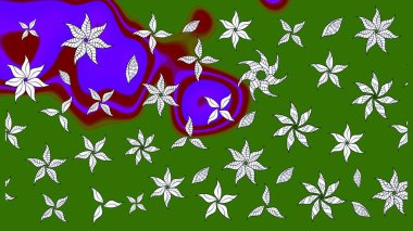 Robot resim. Şirin çiçek elementleri. Raster illüstrasyonu. Yeşil renkte çiçekler.