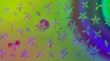 Gömlek baskısı için çiçek boyası. Yeşil renkli çiçekler. Çiçek eskiz kalıbı geçmişi.