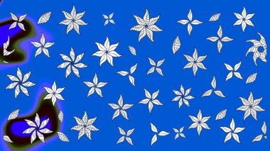 Düz Çiçek Elementleri Tasarımı. Renkli Bahar Teması eskiz kalıbı. Sevimli çiçek raster deseni. Mavi renkte çiçekler.