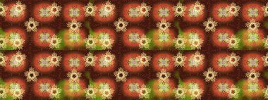 Çiçek desenli eskiz. Düz Çiçek Elementleri Tasarım Raster illüstrasyonu. Renkli Bahar Teması eskiz kalıbı. Kahverengi renkte çiçekler.