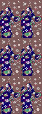 Raster illüstrasyonu. Soyut çiçek çizim kalıbı arka planı. Küçük çiçekteki sevimli çiçek deseni. Raster deseni. Kahverengi renklerde.