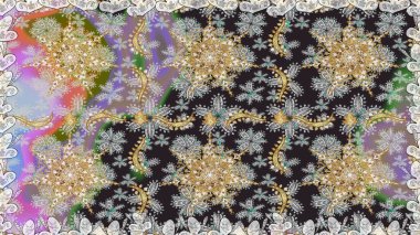 2019 Noel 'i, kar tanesi, yeni yıl. Gri renklerde ve altın elementlerle klasik, pürüzsüz desen.