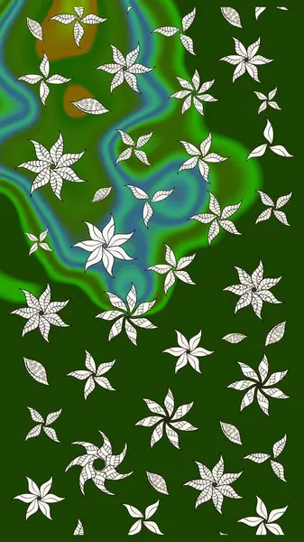 Davetiye ve kartpostal tasarımı için dekoratif çiçek unsurları. Şirin, zarif çiçekler Raster illüstrasyonu. Tekstil için figür. Poster ya da kapak için arka plan. Yapraklı çizim deseni.