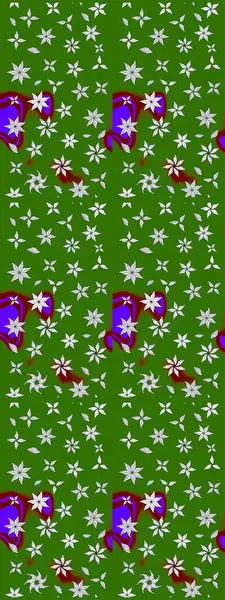 Çiçekli ipek eşarp. Yeşil yeşile. El çizimi çiçek unsurları olan soyut çizim raster deseni. Retro tekstil tasarım koleksiyonu. 1950 'ler-1960' lar motifleri.