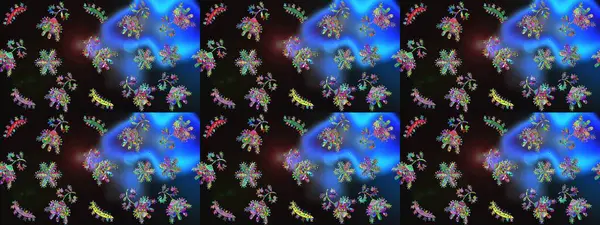 Raster illüstrasyonu. Kar taneleri koleksiyonu. Raster mavisi, gri ve siyah kar tanelerinden izole edilmiş. Güzel kış süsleri..