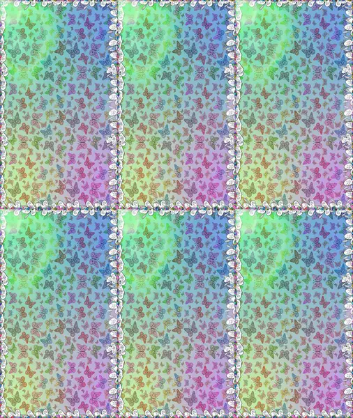 Parmak izi dokuları için sevimli kelebek çizimi deseni. Raster illüstrasyonu. Giysi tasarımı için dekor arka planı. Mavi kelebek deseni.