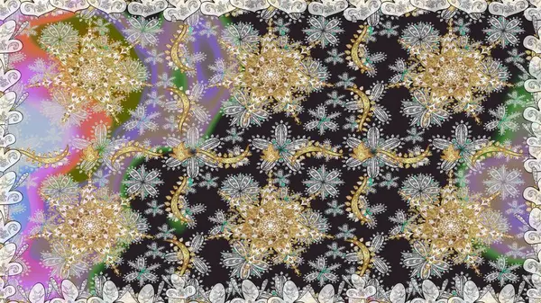 2019 Noel 'i, kar tanesi, yeni yıl. Gri renklerde ve altın elementlerle klasik, pürüzsüz desen.