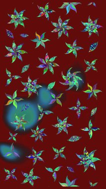 Düz Çiçek Elementleri Tasarımı. Kırmızı renkte çiçekler. Çiçek desenli eskiz, yaz çiçekleri. Renkli Bahar Teması çizim şablonu.