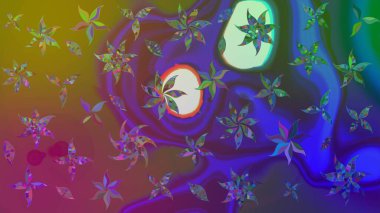 Şirin karalamalı çiçek desenli çizim. Raster illüstrasyonu. Eskiz tarzı kahverengi renklerde. Raster illüstrasyonu. El yapımı çiçek ve bitki koleksiyonu.