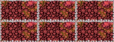 Kahverengi renkli çiçekler. Düz Çiçek Elementleri Tasarımı. Sevimli çiçek raster deseni. Renkli Bahar Teması Kusursuz Arkaplan.