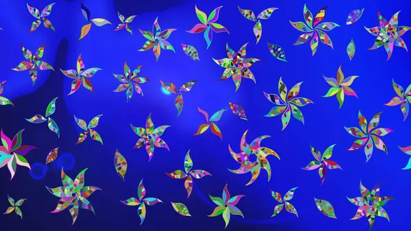 Nazik romantik baskı. Raster güzel bir çiçek deseni çizmiş. Tatil havası. Mavi renkli çiçekler. Bahar mevsimi.