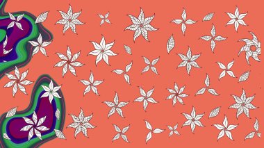 Turuncu renkli çiçekler. Renkli Bahar Teması eskiz kalıbı. Düz Çiçek Elementleri Tasarımı. Çiçek desenli eskiz, yaz çiçekleri..