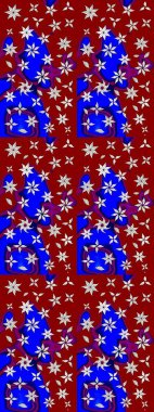 Kumaş desenli papatya çiçeği detayı. Kırmızı renkte çiçekler.