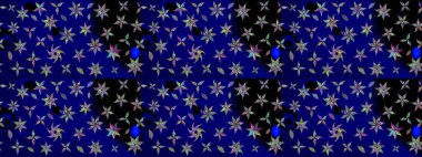 Şirin karalamalı çiçek desenli çizim. Robot resim tarzı mavi renkler. El yapımı çiçek ve bitki koleksiyonu. Raster illüstrasyonu. Raster illüstrasyonu.