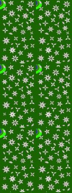 Raster illüstrasyonundaki çiçek desenli çizim. Düz Çiçek Elementleri Tasarımı. Yeşil renkli çiçekler. Renkli Yaz Teması çizim şablonu.