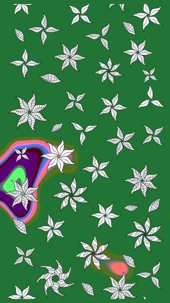 Yeşil renkli çiçekler. Elle boyanmış suluboya resim çizimi çiçekler ve bitkiler.