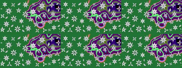 Yeşil renkler üzerine çiçek desenli çizimler, el yapımı papatyalar, papatyalar. Tekrarlayan çiçek arkaplanı, zarif yeşil çiçek duvar kağıdı.