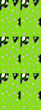 Üzerinde gelincikler ve vadi zambakları olan renkli çiçek desenli nakış deseni. Tekstil tasarımı için yeşil renkli geleneksel halk çiçekleri buketi.