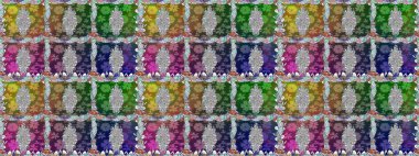 Ağaç dallı bahar çiçekleri ile desen, çiçek siluetiyle yeşil renkler. Raster deseni.