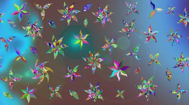 Mavi renkli çiçekler. Raster düz çiçek çizim deseni. Tasarım hediye paketi, tebrik kartları, posterler ve afiş tasarımı.