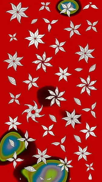 Hediye ambalaj kağıdı, tebrik kartları, posterler ve pankart tasarımı. Kırmızı renkte çiçekler. Raster düz çiçek çizim deseni.