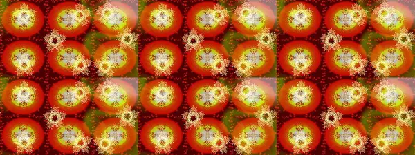 Kusursuz çiçek deseni duvar kâğıdı olarak kullanılabilir. Raster illüstrasyonu. Turuncu, kahverengi ve kırmızı renkte çiçekler.