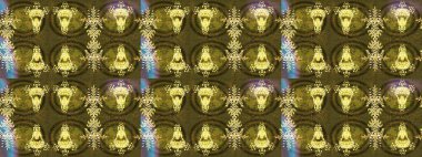 Kusursuz desen. Hint süsü. Kahverengi renklerde. Raster illüstrasyonu. Renkli süs kenarı. Çiçek duvar kağıdı.