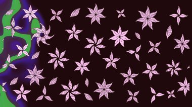 Çiçekli karalama şeklinde Raster çiçek deseni. Kahverengi renklerde bahar çiçekleri. Raster illüstrasyonu.