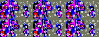 Çiçekler suluboya eskiz deseni. Raster Stili kumaş deseni.